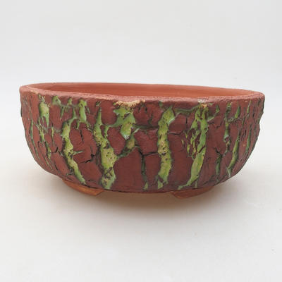 Ceramic bonsai bowl 17 x 17 x 6.5 cm, color brown-green - 1