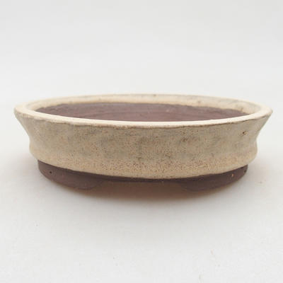 Ceramic bonsai bowl 8 x 8 x 3.5 cm, beige color - 1