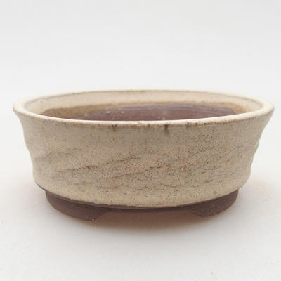 Ceramic bonsai bowl 10 x 10 x 3.5 cm, beige color - 1