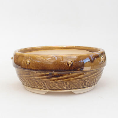 Ceramic bonsai bowl 18 x 18 x 8 cm, color yellow-brown - 1