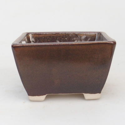 Ceramic bonsai bowl 9.5 x 9.5 x 5.5 cm, brown color - 1
