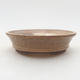 Ceramic bonsai bowl 11.5 x 11.5 x 3 cm, beige color - 1/4
