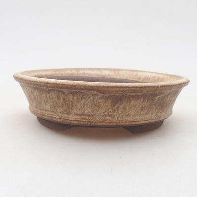 Ceramic bonsai bowl 11 x 11 x 3 cm, beige color - 1