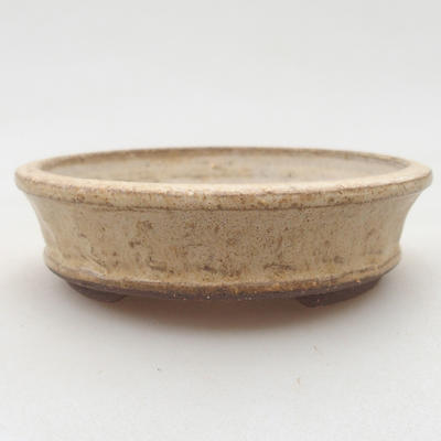 Ceramic bonsai bowl 9 x 9 x 2.5 cm, beige color - 1
