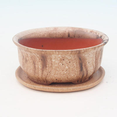 Bonsai bowl tray H 30 - bowl 12 x 10 x 5 cm, tray 12 x 10 x 1 cm, beige - bowl 12 x 10 x 5 cm, tray 12 x 10 x 1 cm - 1