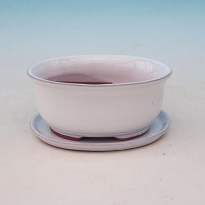 Bonsai bowl tray H 30 - bowl 12 x 10 x 5 cm, tray 12 x 10 x 1 cm, white - bowl 12 x 10 x 5 cm, tray 12 x 10 x 1 cm - 1