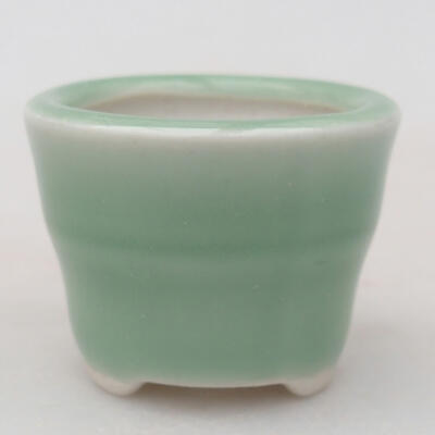 Ceramic bonsai bowl 3.5 x 3.5 x 2.5 cm, color green - 1