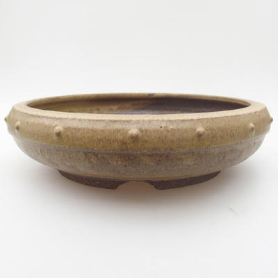 Ceramic bonsai bowl 23 x 23 x 6 cm, yellow-brown color - 1