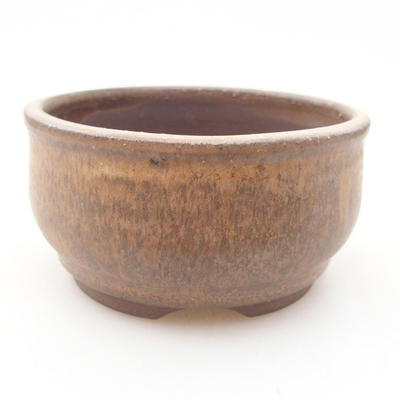 Ceramic bonsai bowl 8.5 x 8.5 x 4.5 cm, brown color - 1