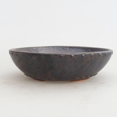 Ceramic bonsai bowl 17,5 x 17,5 x 5 cm, color brown - 2nd quality - 1