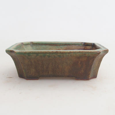 Ceramic bonsai bowl 13,5 x 10,5 x 4 cm, brown-green color - 2nd quality - 1