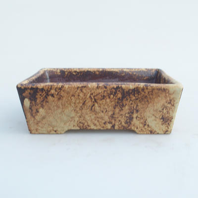 Ceramic bonsai bowl 16 x 11 x 5 cm, brown-yellow color - 2nd quality - 1
