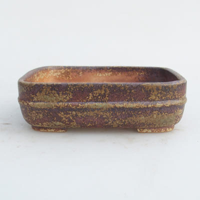 Ceramic bonsai bowl 14 x 12,5 x 4,5 cm, brown-green color - 2nd quality - 1