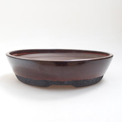 Ceramic bonsai bowl 23 x 23 x 6 cm, color brown - 1