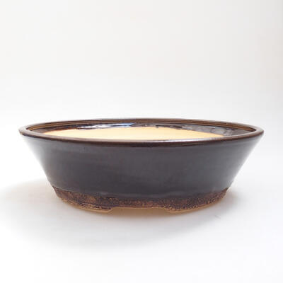 Ceramic bonsai bowl 23.5 x 23.5 x 7 cm, color brown - 1