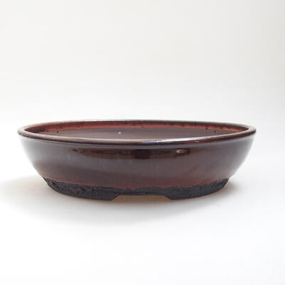 Ceramic bonsai bowl 24 x 24 x 6 cm, color brown - 1