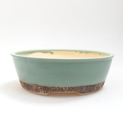 Ceramic bonsai bowl 19 x 19 x 6.5 cm, color green - 1