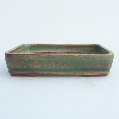 Ceramic bonsai bowl 17,5 x 12,5 x 4 cm, brown-green color - 2nd quality - 1