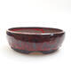 Ceramic bonsai bowl 12.5 x 12.5 x 4.5 cm, color red-black - 1/3