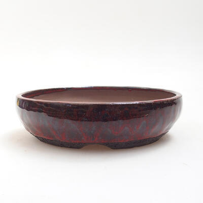 Ceramic bonsai bowl 15.5 x 15.5 x 4 cm, color red-black - 1