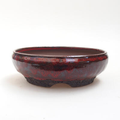 Ceramic bonsai bowl 14 x 14 x 4.5 cm, color red-black - 1