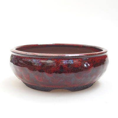 Ceramic bonsai bowl 14 x 14 x 5.5 cm, color red-black - 1