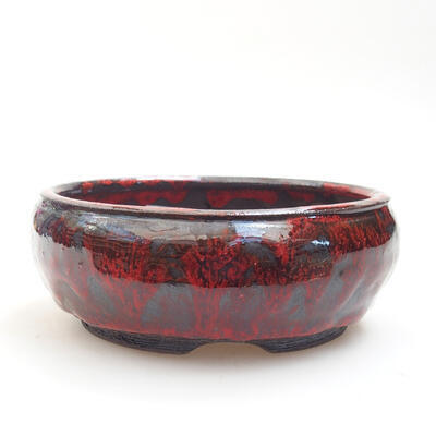 Ceramic bonsai bowl 13 x 13 x 5 cm, color red-black - 1