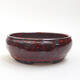 Ceramic bonsai bowl 13.5 x 13.5 x 5 cm, color red-black - 1/3