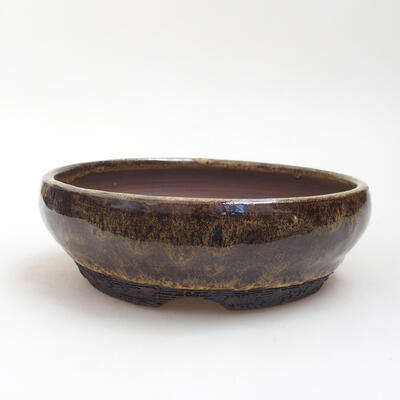 Ceramic bonsai bowl 15.5 x 15.5 x 5 cm, color yellow-black - 1