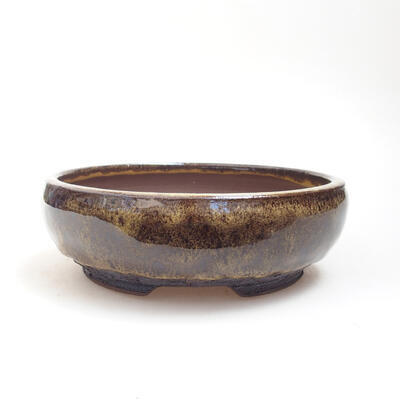 Ceramic bonsai bowl 15 x 15 x 5 cm, color yellow-black - 1