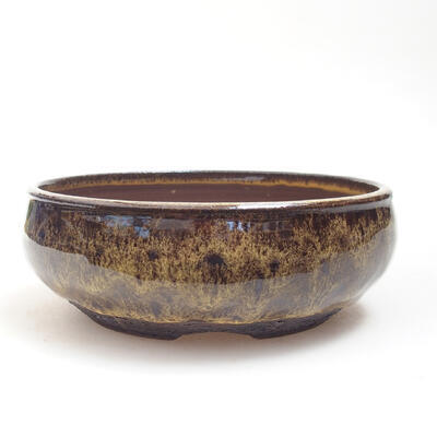Ceramic bonsai bowl 14 x 14 x 5 cm, color yellow-black - 1