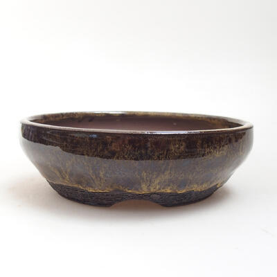 Ceramic bonsai bowl 13.5 x 13.5 x 4.5 cm, color yellow-black - 1