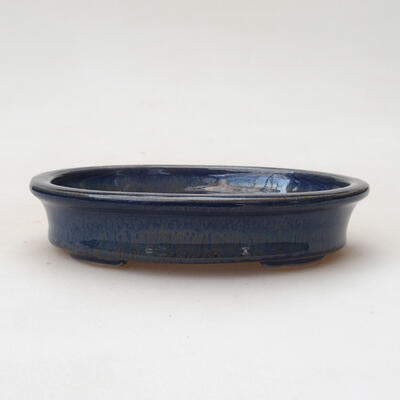 Ceramic bonsai bowl 13.5 x 10.5 x 3 cm, color blue - 1