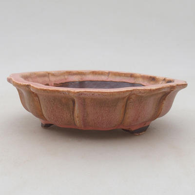 Ceramic bonsai bowl 18 x 18 x 5 cm, color brown-pink - 1