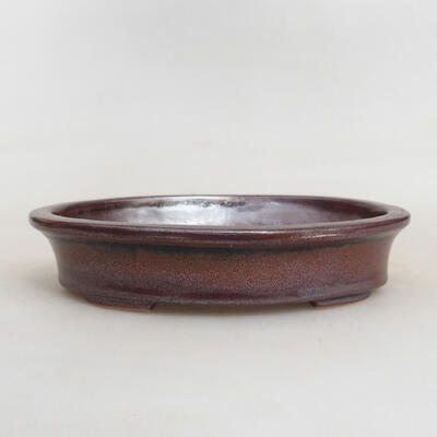 Ceramic bonsai bowl 13 x 10 x 3 cm, color brown - 1