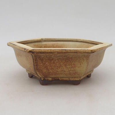 Ceramic bonsai bowl 17 x 15.5 x 6 cm, brown color - 1