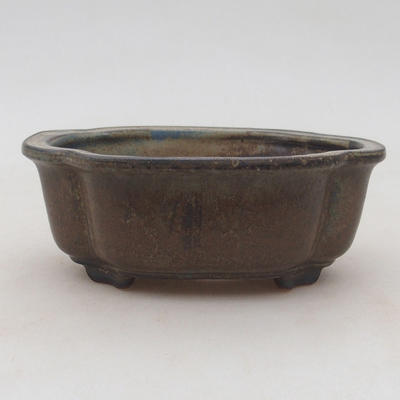 Ceramic bonsai bowl 13 x 10 x 5 cm, brown-blue color - 1