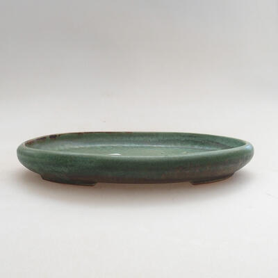 Ceramic bonsai bowl 16 x 12 x 2 cm, color green - 1