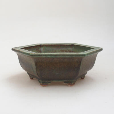 Ceramic bonsai bowl 17 x 14.5 x 6 cm, color green-brown - 1