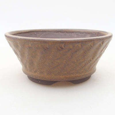 Ceramic bonsai bowl 11 x 11 x 4.5 cm, brown color - 1