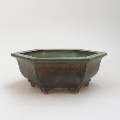 Ceramic bonsai bowl 17 x 14.5 x 6 cm, color green-brown - 1