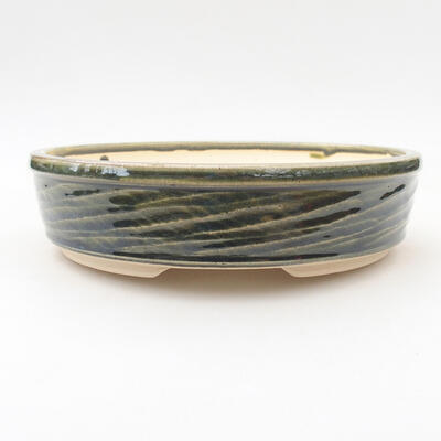 Ceramic bonsai bowl 19.5 x 19.5 x 5 cm, color green - 1