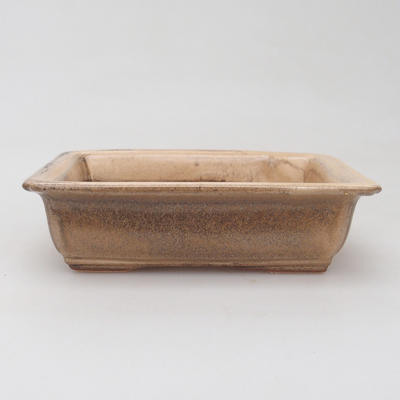 Ceramic bonsai bowl 14 x 10 x 4 cm, brown-beige color - 1