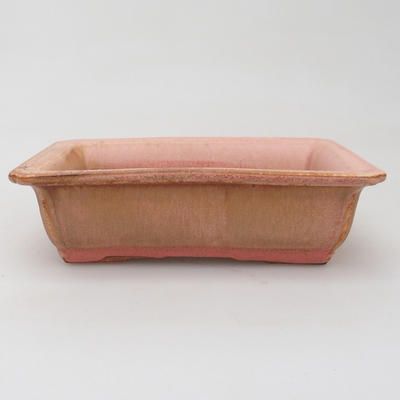 Ceramic bonsai bowl 14 x 10 x 4 cm, brown-pink color - 1