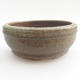 Ceramic bonsai bowl - 10 x 10 x 4,5 cm, brown-green color - 1/3