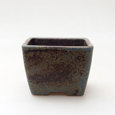 Ceramic bonsai bowl 6.5 x 6.5 x 5 cm, color brown-blue - 1