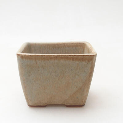 Ceramic bonsai bowl 6.5 x 6.5 x 5 cm, color beige - 1