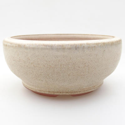 Ceramic bonsai bowl - 12 x 12 x 5,5 cm, color beige - 1
