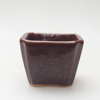 Ceramic bonsai bowl 6.5 x 6.5 x 5.5 cm, color brown - 1