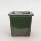 Ceramic bonsai bowl 5.5 x 5.5 x 5.5 cm, color metallic green - 1/3